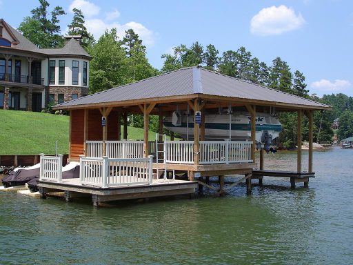 stationary dock with boat lift