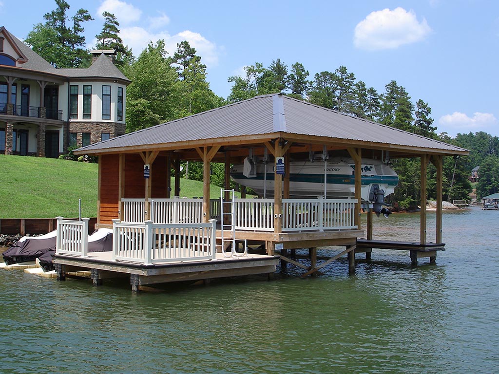residential stationary dock with boat lift