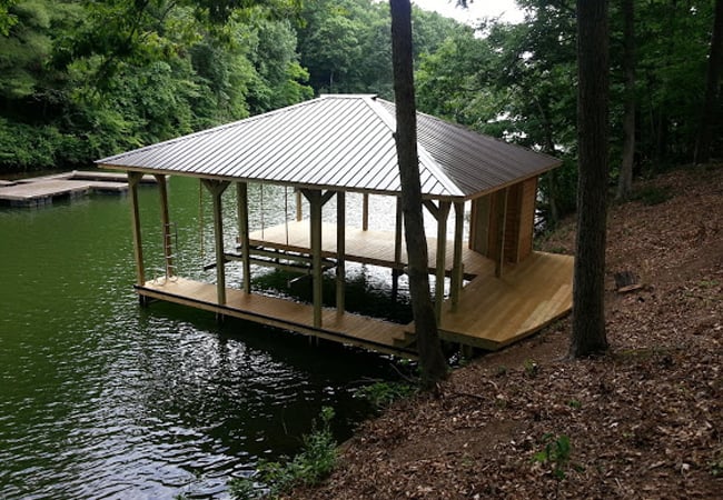 A stationary dock on the riverside